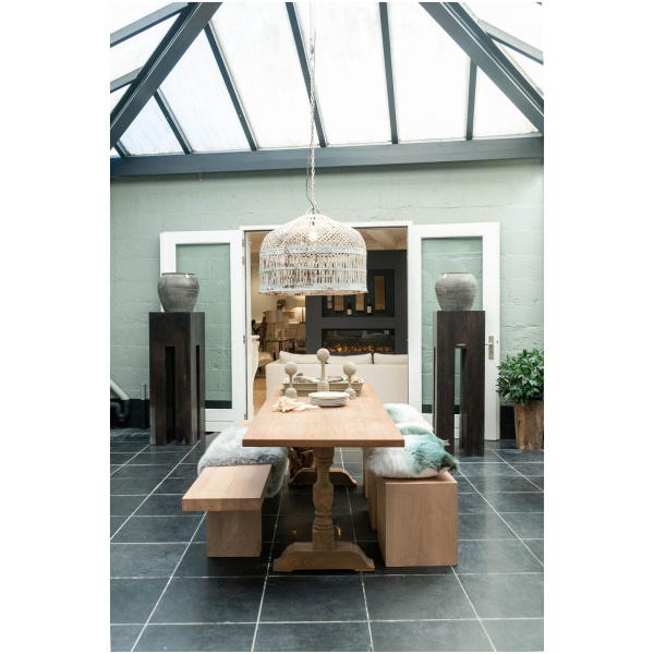 Eetkamer tafel eiken fineer met vlek in bovenblad
